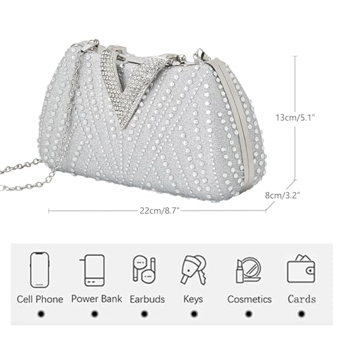 Image of SH Clutch Purse Rhinestone Clutch Purses for Women Glitter Prom Purse