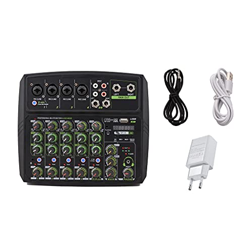 HODAGES Mezclador de Audio de 6 Canales Consola de Mezclas Pantalla LED Tarjeta de Sonido...