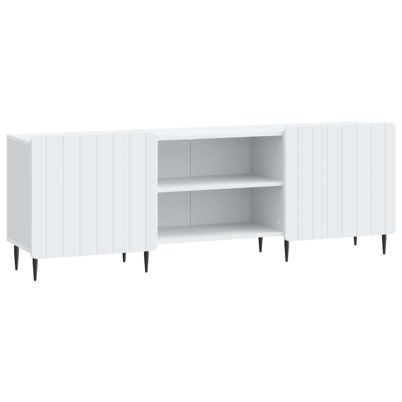 Banc TV blanc 150 cm résistant 60kg pour ranger vos appareils et dégager l'espace