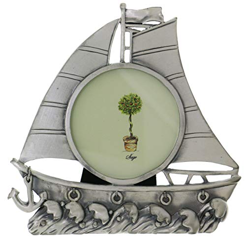 Pewter picture frame shaped as a sailboat PF56