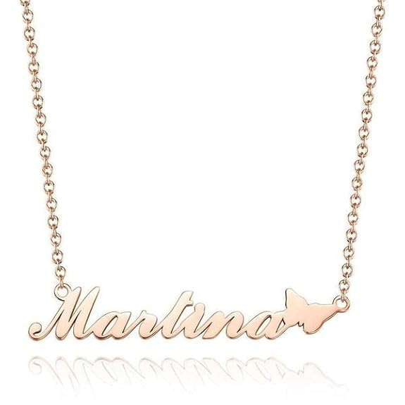 Unisex-adult Personalized/Customized Single Name Butterfly Brass Keychain/Necklace With Ur Name Or Love One Name With 24K Gold Plating And Lazer Engraved Finish