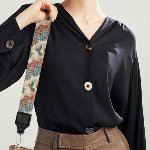 Image of Talayituse Boho Mandala Hummingbird Print Shoulder Strap Wide Purse Bag Strap Adjustable Replacement Belt Luggage Crossbody Shoulder Bag Strap for Women Girls