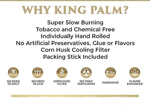 King Palm Mini Size Leafs | 20 Pack | Natural Slow Burning Pre-Rolled Palm Leafs with Filter Tip