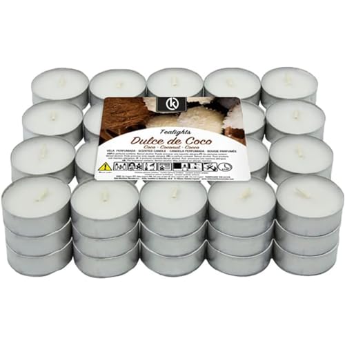 KROWN - Velas de Té Perfumadas, Velas Decorativas Aromáticas (Coco, 20 Velas)