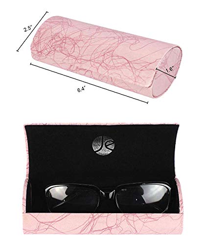 Javoedge [3 Pack], Marble Pattern Long Oval Hard Glasses Case Includes Microfiber Cleaning Cloth #TOP1
