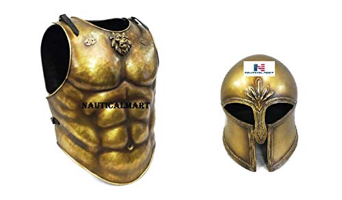 Classic Loin Muscle Armor with Greek Corinthian Helmet Bronze