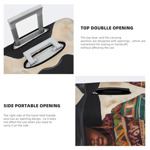 African Black Woman Huge Hat Elastic Travel Luggage Covers Dustproof Scratch-Resistant Suitcase Protector Fit 22-24 Inch3