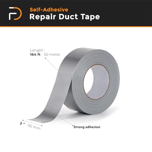 Image of 2 inch x 54yd (50mt) Repair Duct Tape Heavy Duty, High Temperature Sealing and Patching HVAC, Insulation, Repair, Dryer Vent, Airproof, Air Duct Silver Tape | Based in USA (50mt x 50mm)