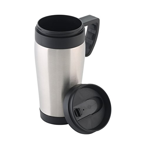 axentia Coffee to go Reisbeker van roestvrij staal, 400 ml, isoleerbeker met handvat, dicht en lekvrij - Image 3