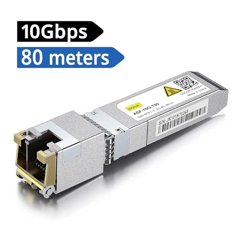 80 METERS, 10GBase-T SFP+ Transceiver, RJ-45 to SFP+ CAT.6a, Compatible with Cisco, Ubiquiti UniFi, Netgear, D-Link, Supermicro, Fortinet, Broadcom and More,2 Pack