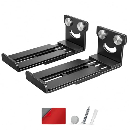 Image of Universal Soundbar stand Wall Mount Bracket, Adjustable Depth 90-145mm (3.5-6.1 in), Heavy Duty Carbon Steel, Holds Up to 15kg, Under TV Mount for All brand Soundbar Mount Speaker Stand Black