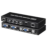 Conmutador KVM de alta resolución: compatible con resolución de hasta 1920 x 1200 a 60 Hz y compatible con versiones anteriores de 1080p, 720p, 480p. Lee automáticamente y recuerda los parámetros del monitor (EDID) en la conexión VGA directa para mantener la mejor resolución de pantalla. Transfiere señales y datos sin problemas y estable, haciendo que la imagen sea más exquisita y realista.