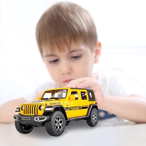 Image of Rubicon Wrangler Toy Car for Kids Collection 1:24 Scale Diecast Metal Model Car with Light Sound Pull Back Openable Door