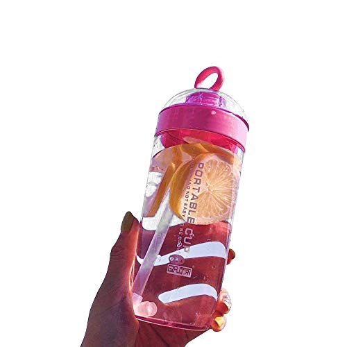 Tianba Strohbecher einfache Bunte runde Strohbecher Outdoor Sport tragbare auslaufsichere Tasse, 380ml, 5