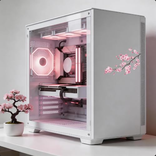 Calcomanías de flor de cerezo japonés de 5.1 pulgadas para laptop, ventanas y decoración D 5