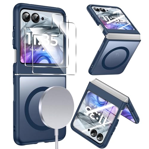 LeYi for Moto-Razr-2025-Case: 【Not Fit 𝐏𝐥𝐮𝐬】Moto Razr 2026/2025/2024 Case [Compatible with MagSafe] with【𝟐 𝐗】Screen Protector, Shockproof Protective Case Motorola Razr 2026/2025/2024, Royal Blue