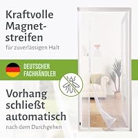 empasa Fliegengitter Tür Magnet Fliegenvorhang DELUXE seitliche Öffnung | Insektenschutz für Terrassen- und Balkontür, 26 starke Magnete, selbstschließend, Farbe: weiß, Größe: 100 x 220 cm – Ansicht 3