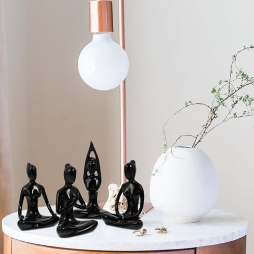 Statuette de yoga céramique noire, lot de 4 objets déco maison