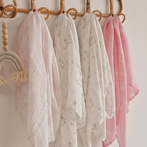 Image of GLLQUEN BABY Receiving Blanket Boy Cotton Muslin Swaddle Blankets Girl Newborn Squares Breathable & Soft Thin Baby Blankets Cloths Double Absorbent Infant Swaddling Wrap - 6 Pack (Looking for Spring)