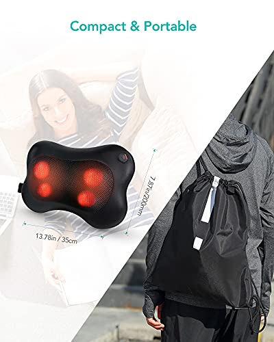 Shiatsu Massagekissen Nacken Massagegeräte Massage für Schulter Rücken mit 3D Massageköpfen und Infrarot Wärmefunktion im Auto Büro Zuhause - Image 5