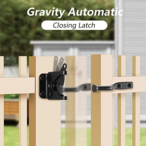 Image of HOME MASTER HARDWARE Wood Gate Hardware Set- Heavy Duty 6 inch Gate Tee Hinge,Pull Set Gate Hardware Kit with Screws for Outdoor Fence Swing Gate Black Finish (Pack of 2)