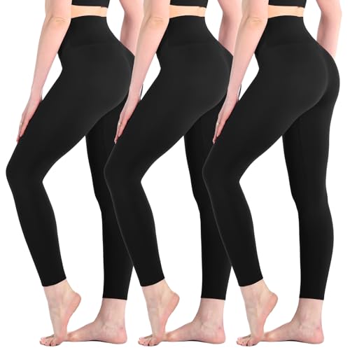 3 Pack Leggings for Women High Waisted Buttery Soft Yoga Pants for Workout Running Gym Athletic