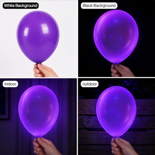 Image of 100 Pcs UV Neon Balloons, Neon Glow Party Balloons UV BlackLight Balloons glow in the dark party supplies for Birthday Decorations Wedding Glow Party Supplies Light up Balloons