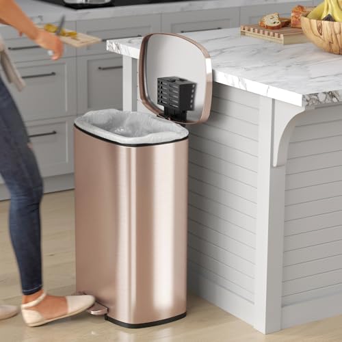 image for iTouchless SoftStep 13.2 Gallon Step Kitchen Trash Can with Lid and Od