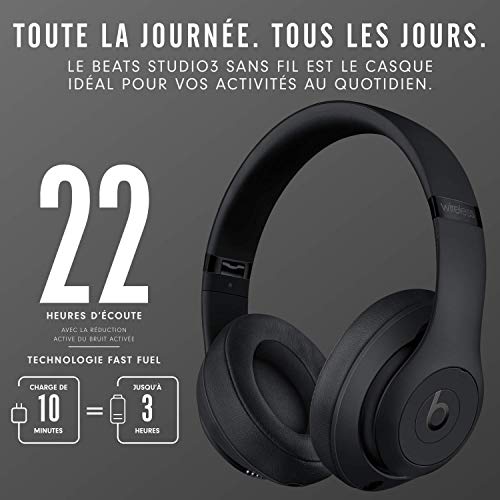 Beats Studio3 Casque circumauriculaire sans Fil avec réduction du Bruit Puce Apple W1 pour Casques et écouteurs Bluetooth Classe 1 Mode Réduction Active du Bruit 22 Heures d'écoute - vue 10