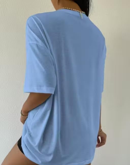 Image of Women's Printed Oversized T-Shirt | Loose Fit Half Sleeve Round Neck Casual Tee | Soft & Comfortable Trendy T-Shirt for Women & Girls