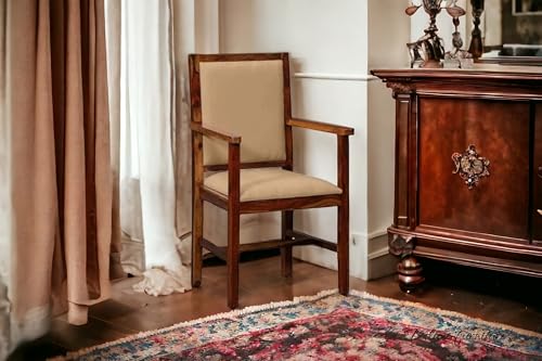 Image of Solid Wooden Chair | Arm Chair for Living Room, Bedroom & Home (48D x 53W x 99H Centimeters (Provincial Teak, One Seat)