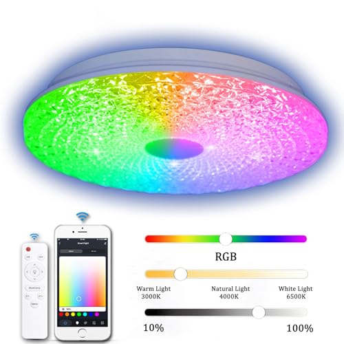 LED plafonnier télécommande avec mode RGB et éclairage variable