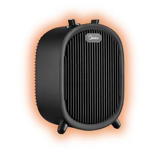 MIDEA Calefactor Baño Bajo Consumo 2000W | Calefactor Eléctrico con Función Aire Frío y 2 Niveles de Potencia | Calentador Portatil con Termostato Regulable y Protección Sobrecalentamiento, Negro