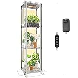 Barrina CX83Z Indoor Greenhouse with Grow Light, 4-Tier Corner Plant Stand, 30W Full Spectrum Growing Light Panels, Mini Greenhouse with Tent for Seed Starting, 3/6/12h Timer, 15.7 x 11.8 x 59.1IN