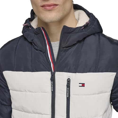 Image of Tommy Hilfiger Men's Midweight Sherpa Lined Hooded Water Resistant Puffer Jacket