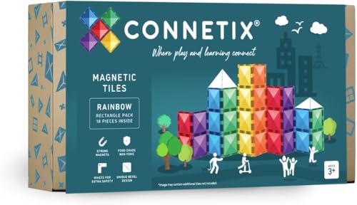 CONNETIX Magnetische Fliesen Regenbogen Rechteck Packen, 18 Stück