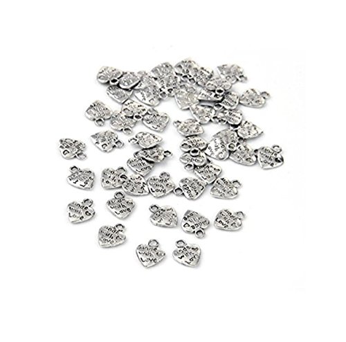 FACILLA® 50 Breloques PENDENTIFS Coeur Made with Love Argent 9MM Cover