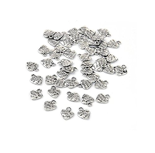 FACILLA® 50 Breloques PENDENTIFS Coeur Made with Love Argent 9MM