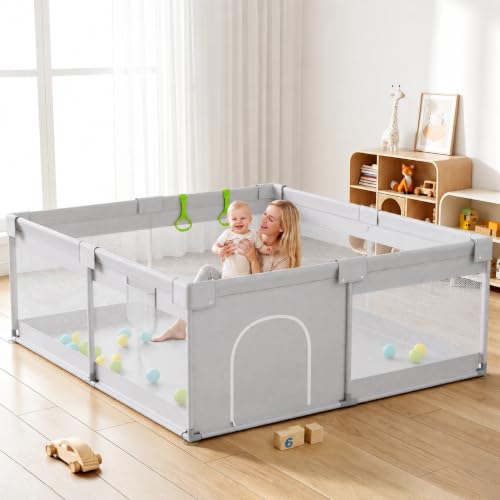 Image of Uanlauo Baby Playpen for Babies and Toddlers, 47x47 in Play Yards, Gray