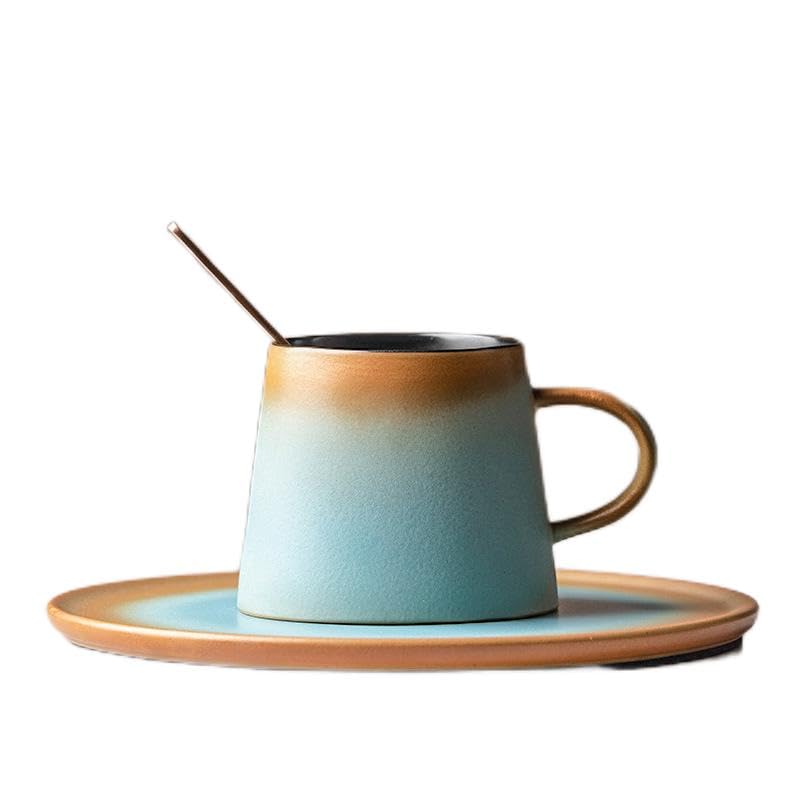 Tasses à café en céramique 200ml avec cuillère et soucoupe dégradée