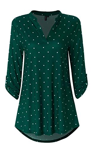 Zattcas Womens Floral Printed Tunic Shirts 3/4 Roll Sleeve Notch Neck Tunic Top,Green,X-Large Zattcas Womens Floral Printed Tunic Shirts 3/4 Roll Sleeve Notch Neck Tunic Top,Green,X-Large