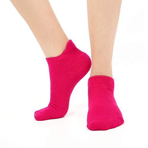 voidbiov - Calcetines Tobilleros para Yoga, para Mujer, con agarres Antideslizantes, Bailar, Clases de Barra de Ballet, Pilates, te confiere Estabilidad y Equilibrio Extras Rosa