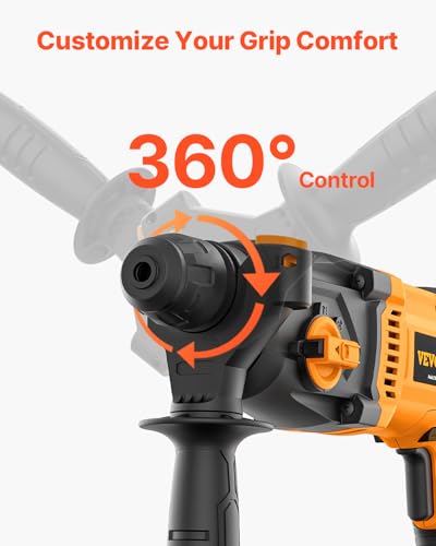 VEVOR 1 Inch SDS-Plus Rotary Hammer Drill, 8 Amp Corded Drills, Heavy Duty Chipping Hammers w/Safety Clutch, Electric Demolition Hammers, Taladro Rotomartillo, Power Tool For Concrete