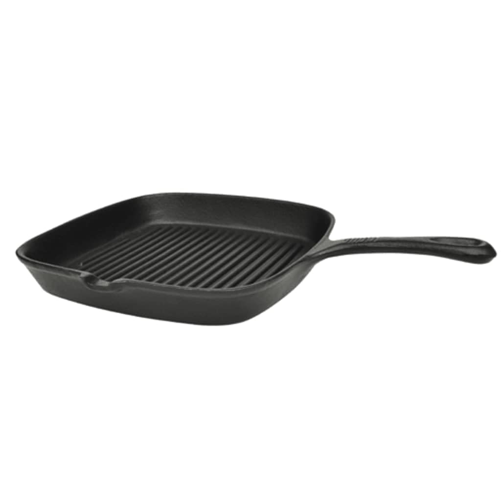 Sartén Parrilla De Hierro Fundido, Superficie Acanalada Para Cocción Saludable, Sartén Parrilla De Hierro Fundido, sarten hierro fundido, Para Cocina Y Camping, Negro, 24x23 cm