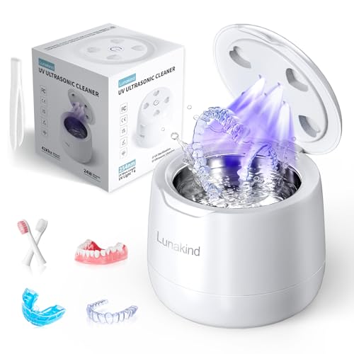 Image of Ultrasonic Retainer Cleaner, 42kHz Dental Cleaning Pod for Dentures, Braces, Mouth Guards, Night Guard, Toothbrush Heads, Jewelry