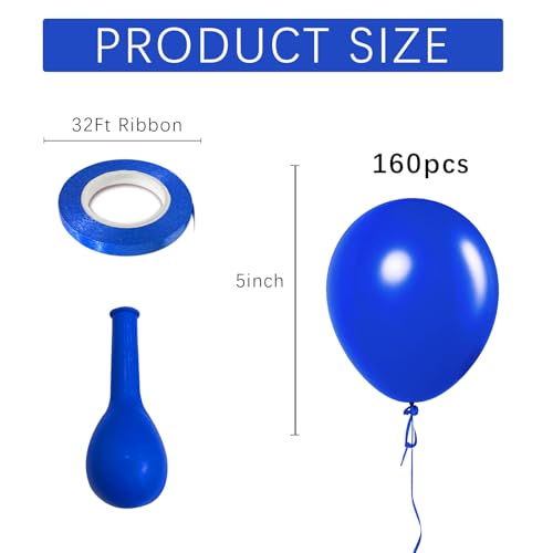 Image of Royal Blue Balloons Blue Party Decorations 160 Pack 5 inch Round Blue Balloons for Birthday Graduation Baseball Nautical 4th of July Independence Memorial Day Patriotic Party Decorations