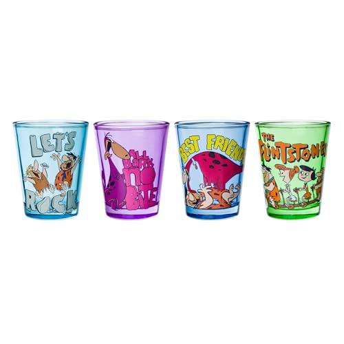 Image of Silver Buffalo The Flintstones 4 Pack Mini Glass Set, 1.5 Ounces