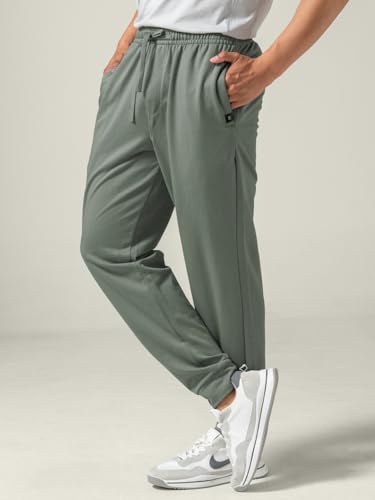 Image of DAMENSCH Men Mid Rise Regular Fit Cotton Blend Solid Moisture Wicking Antimicrobial Zipper Pocket Super Comfortable Baby Terry Lounge Joggers