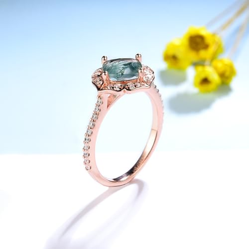 Natural Moss Agate Gemstone Rings for Women Solid 925 Sterling Silver Rings for Women Trendy Cusion Engagement Wedding Ring Gift3