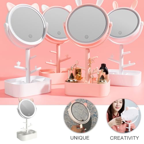 Miroir de maquillage USB rechargeable avec éclairage variable pour salle de bain